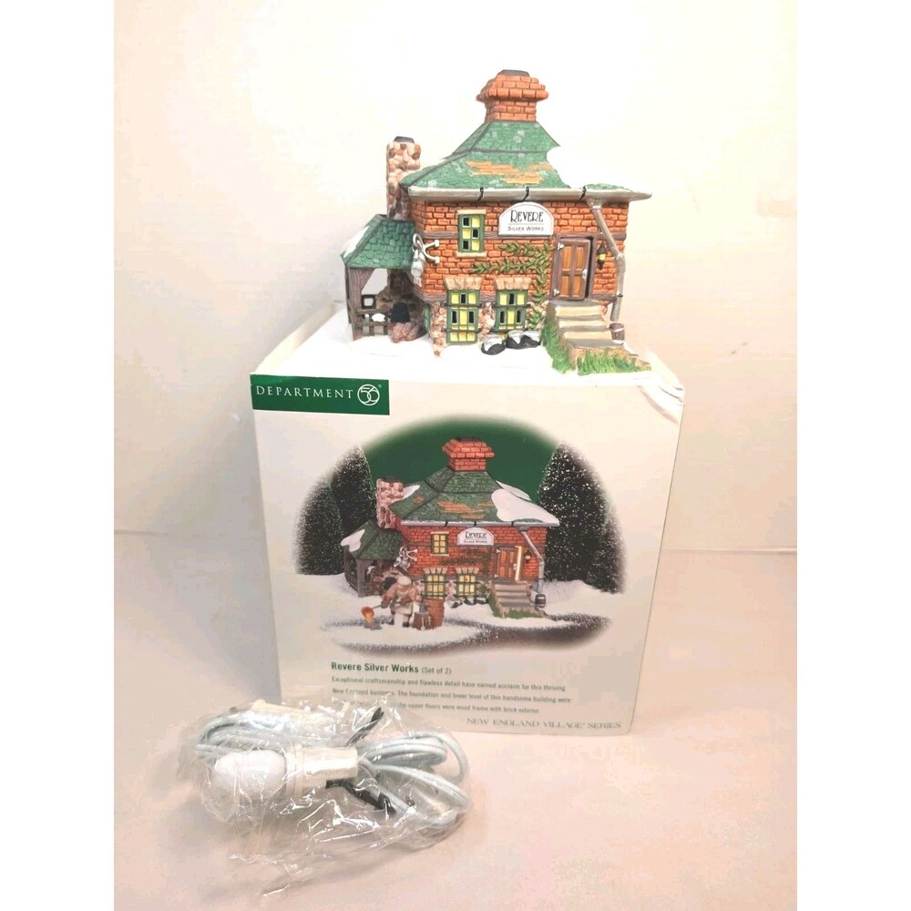 Vtg Dept 56 Revere Silver Works New England Village Boxed Lighted 2001 Retired